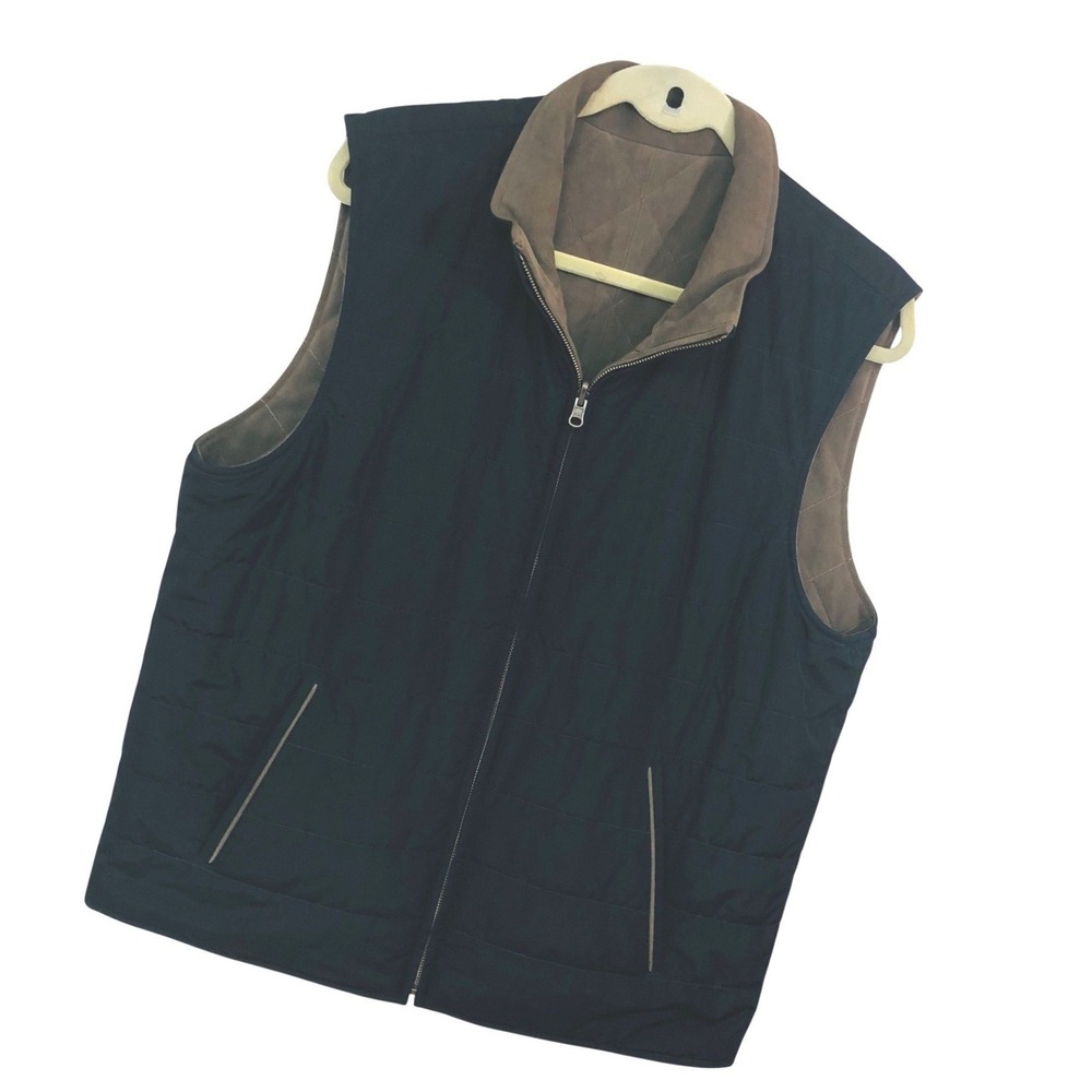 Overland Reversible Goat Leather Vest Western Ranch Gorpcore Suede Quilted Men L